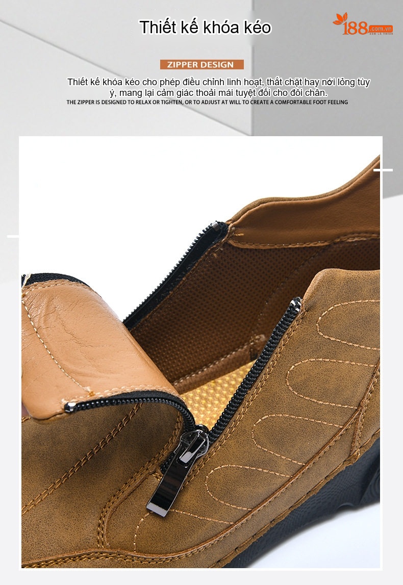 Giày Boot Nam Cổ Cao Khóa Kéo Bên Chiều Cao Đế Khoảng 3cm Màu Đen, Xanh Dương, Nâu chi tiết 9