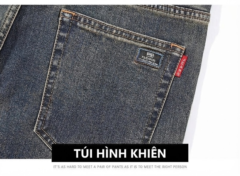 Quần Jean Nam Ống Đứng Co Giãn Thoải Mái Dáng Suông Màu Xanh Denim chi tiết 37