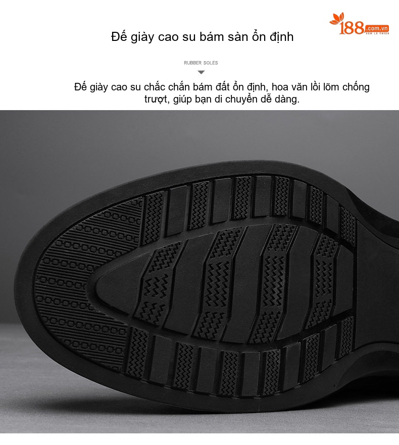 Giày Tây Buộc Dây Nam Da Thật Chiều Cao Đế Khoảng 3cm Màu Đen, Nâu chi tiết 7