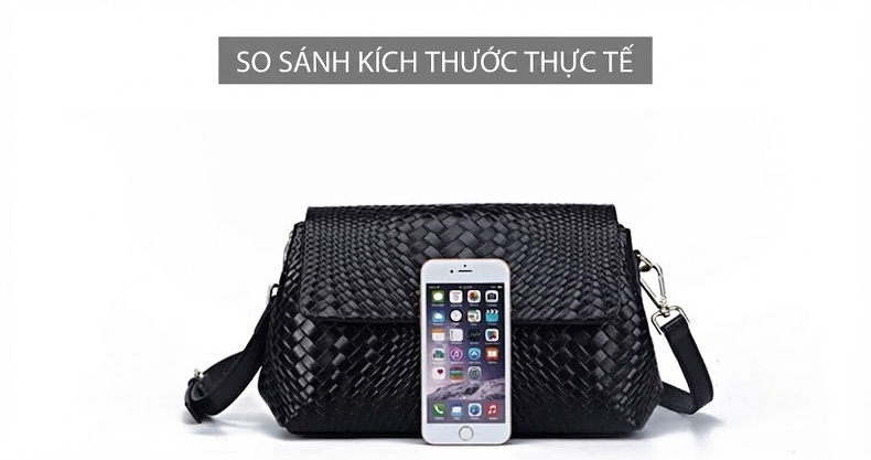 Túi Đeo Vai Nữ Da Bò Lớp Đầu Mềm Mại Đan Lưới Nhiều Ngăn Phong Cách Trung Niên Màu Đen chi tiết 7
