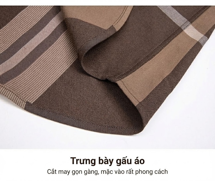 Áo Sơ Mi Dài Tay Nam Sợi Tre Họa Tiết Kẻ Caro Màu Xám, Nâu, Đen, Xanh Navy... chi tiết 17