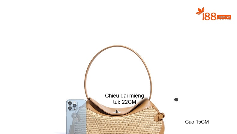 Túi Đeo Vai Nữ Sợi Cói Lớn, Túi Kẹp Nách Đan Tay Kiểu Dáng Thời Trang Màu Nâu, Xám, Xanh Lá chi tiết 9