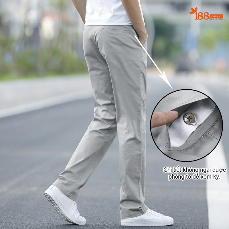 Quần Dài Nam Cotton Ống Đứng Co Giãn Thoải Mái Phong Cách Công Sở Màu Đen, Xám, Nâu chi tiết 23