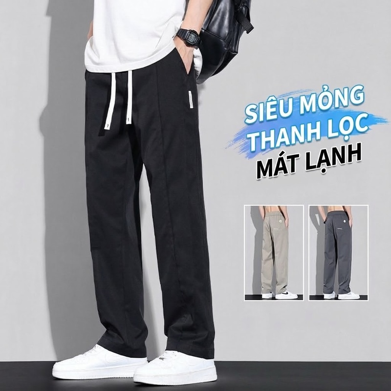 Quần Dài Nam Ống Rộng Thoáng Mát Chống Nhăn Màu Xám, Đen, Kem