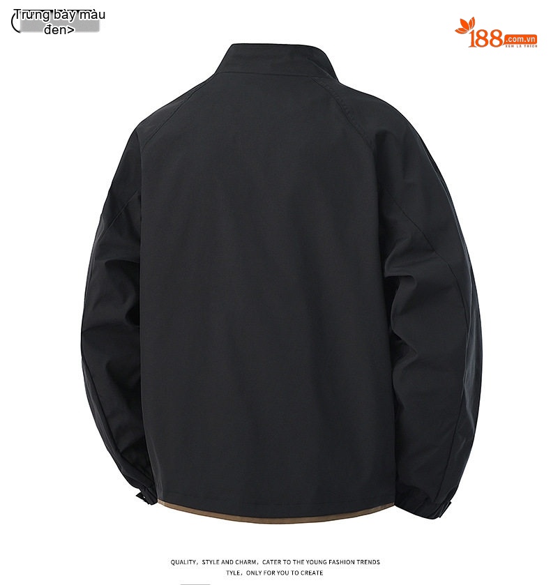 Áo Khoác Bomber Nam Cổ Trụ Phong Cách Công Sở Màu Be, Đen, Xanh chi tiết 12