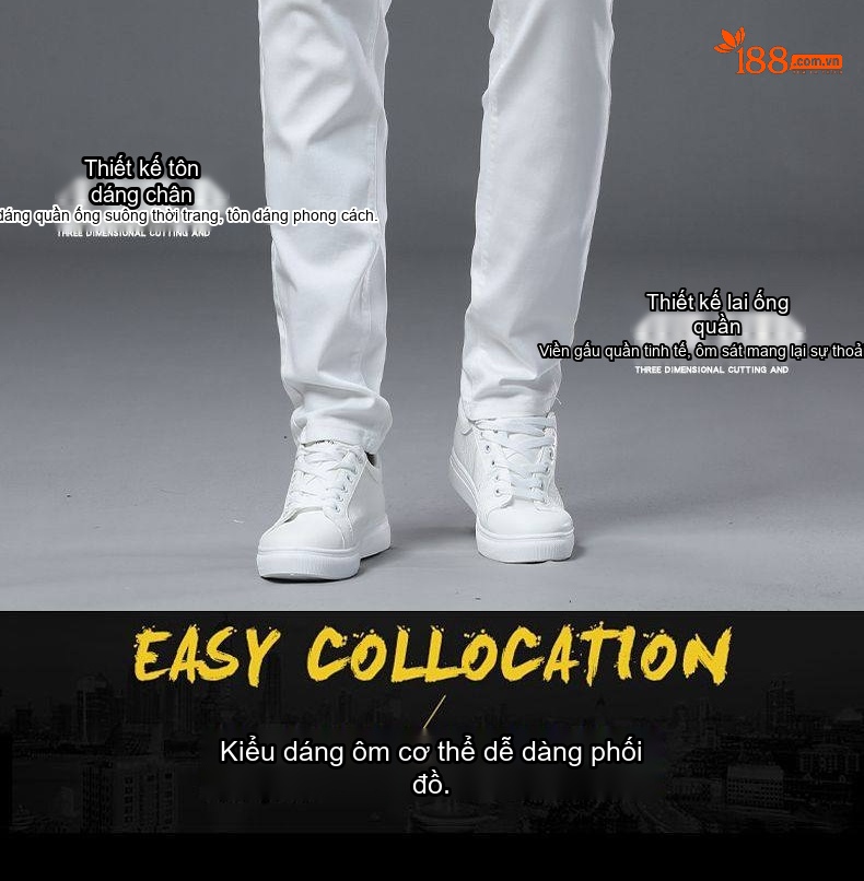 Quần Jean Dáng Ôm Nam Cotton Màu Trắng, Đen chi tiết 5