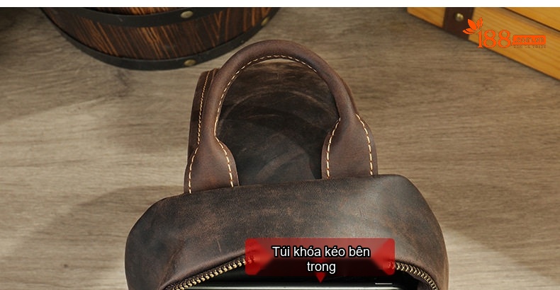 Túi Đeo Chéo Nam Da Mờ Phong Cách Retro Cao Cấp Màu Nâu chi tiết 7