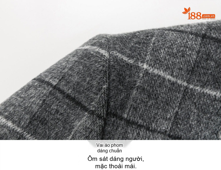 Áo Khoác Dạ Nam Dáng Dài Vừa Cổ chữ Vest Họa Tiết Kẻ Ô Màu Xám, Nâu chi tiết 14