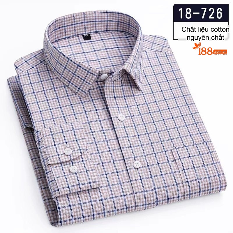 Áo Sơ Mi Dài Tay Nam Cotton Họa Tiết Kẻ Sọc Nhỏ Phong Cách Casual