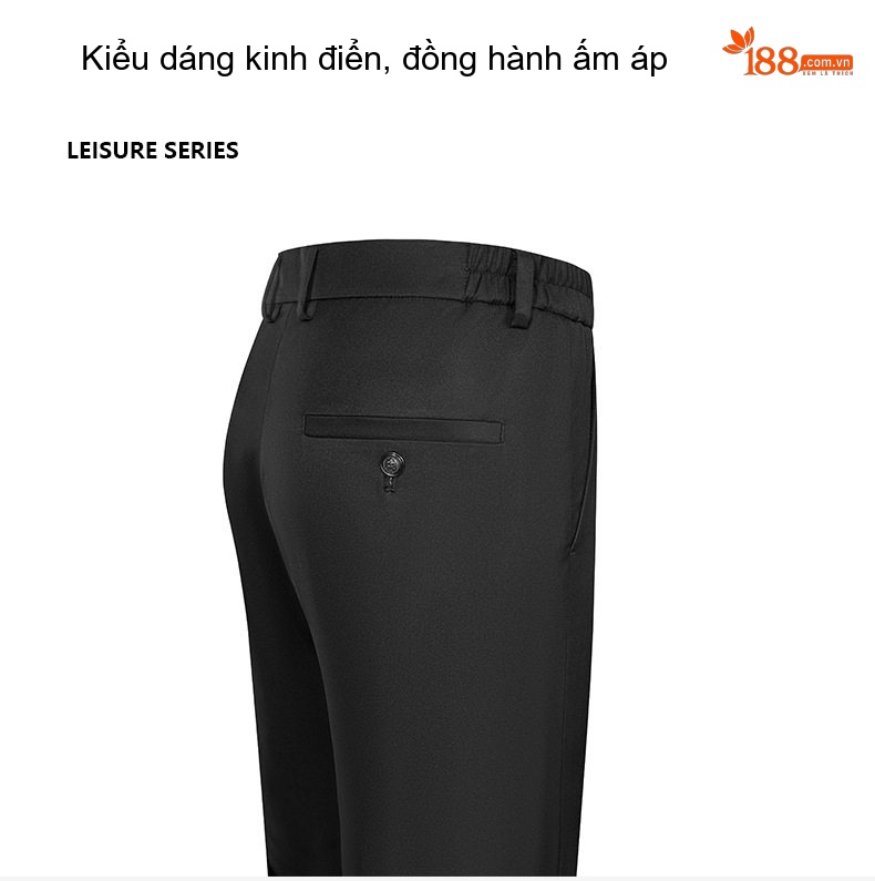 Quần Dài Nam Lông Vũ Dày Dặn Ống Đứng Lưng Thun Giữ Ấm Màu Đen chi tiết 15