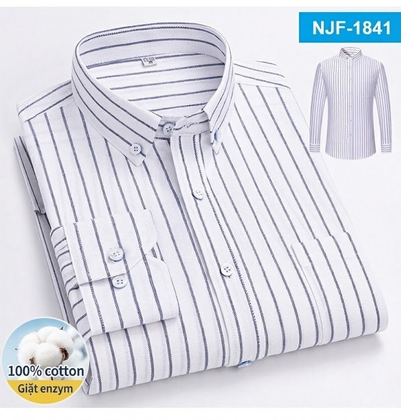 Áo Sơ Mi Tay Dài Cotton Oxford Dáng Rộng Thoải Mái Màu Trắng, Xám, Xanh, Đỏ... chi tiết 35