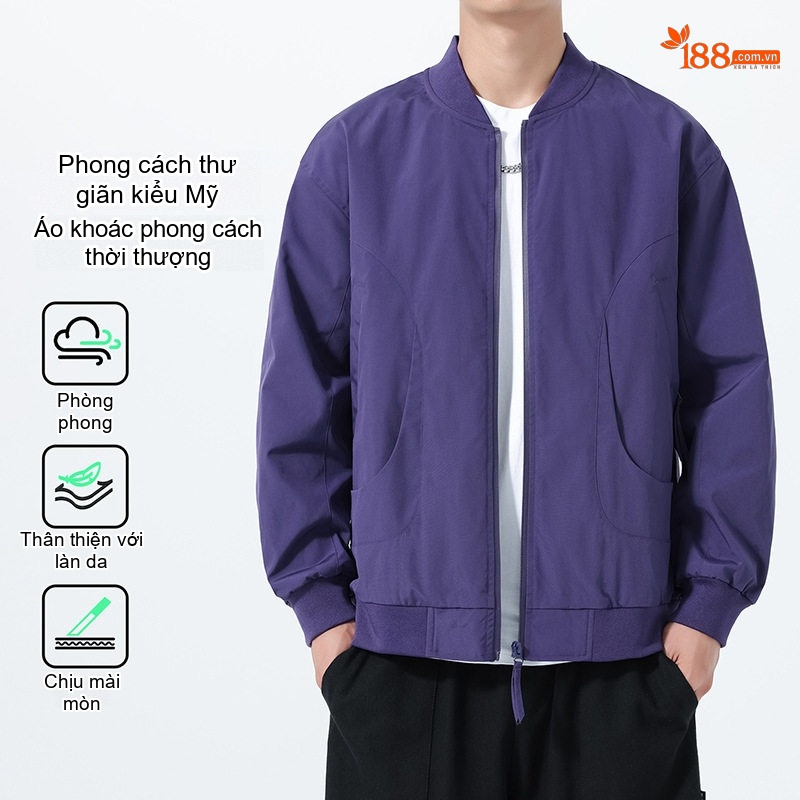 Áo Khoác Bomber Nam Phong Cách Mỹ Form Rộng Chống Gió