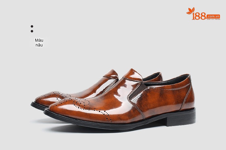 Giày Lười Nam Da Thật Brogue Chiều Cao Đế Khoảng 3cm Màu Đen, Nâu chi tiết 17