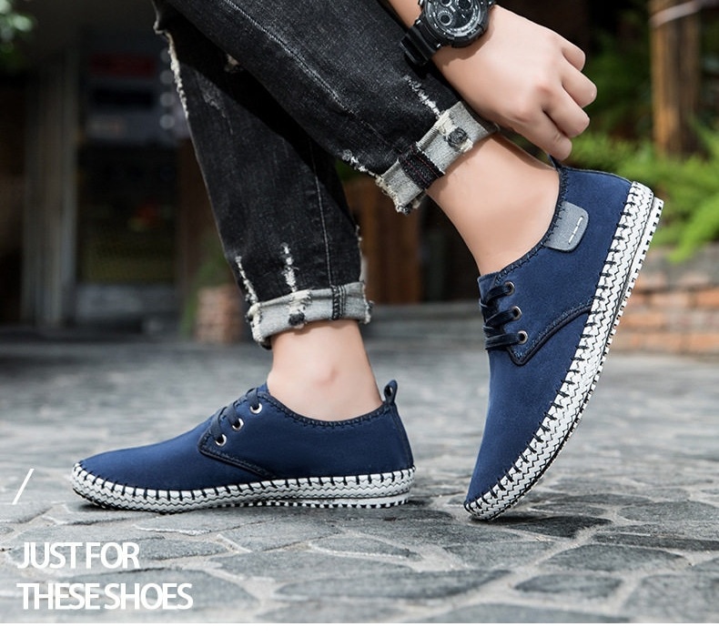 Giày Thể Thao Buộc Dây Nam Da Mờ Chiều Cao Đế Khoảng 2cm Màu Xanh Navy, Xám, Đen chi tiết 2