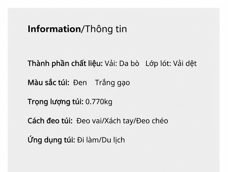 Túi Xách Tay Nữ Da Bò Vân Cá Sấu Cao Cấp, Túi Đeo Vai Nữ Trung Niên Màu Đen chi tiết 3
