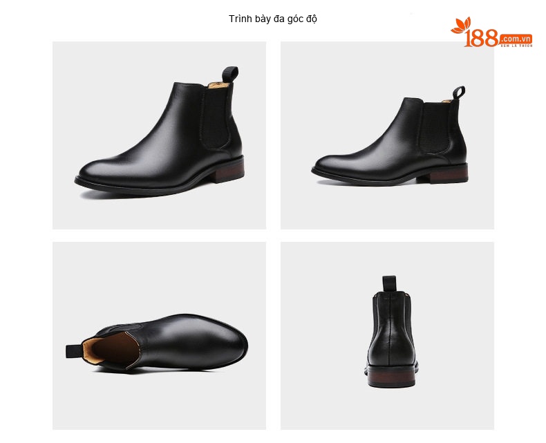Giày Chelsea Boot Nam Da Bò Chiều Cao Đế Khoảng 3cm Màu Đen, Nâu chi tiết 16