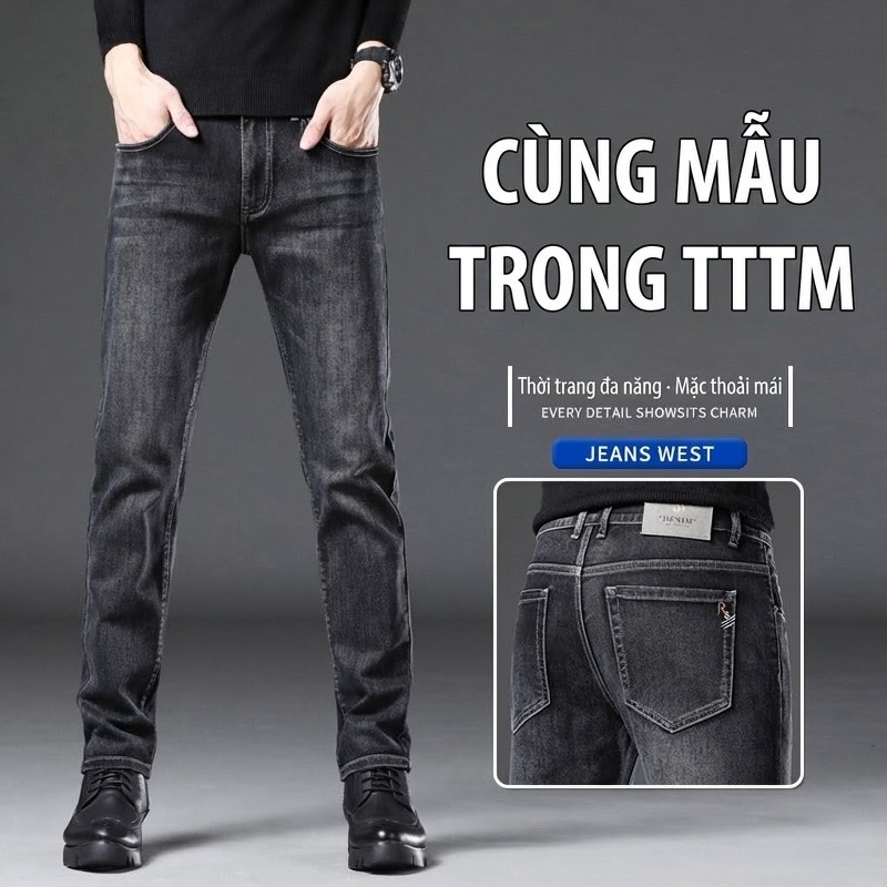 Quần Jean Nam Dáng Ôm Vừa Vặn Thoải Mái Màu Xám Đen chi tiết 3