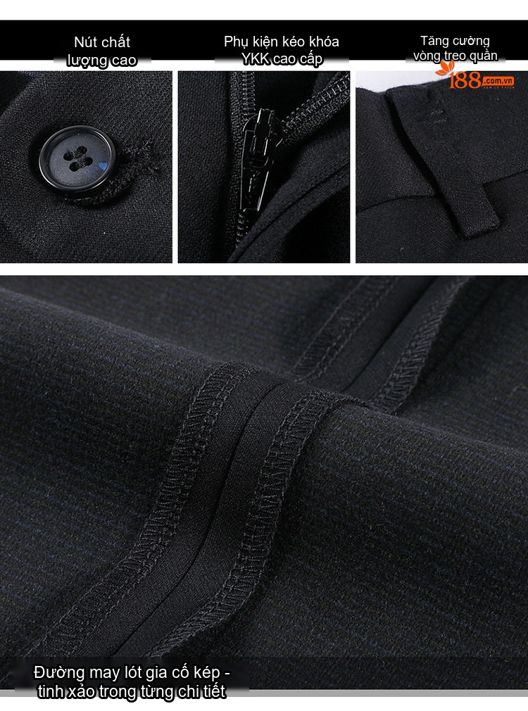 Quần Tây Nam Ống Đứng Vải Wool Dày Dặn Chống Nhăn Co Giãn Không Ly Màu Đen chi tiết 20