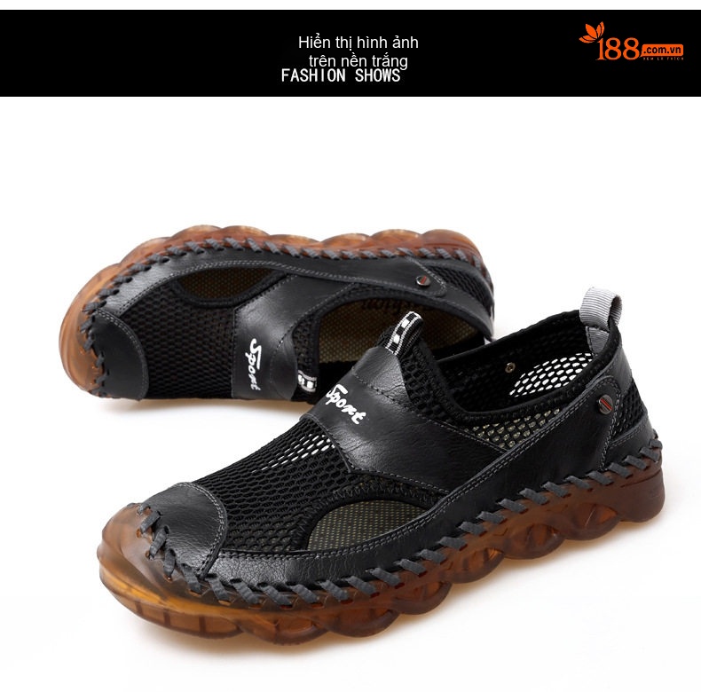 Sandal Nam Da Thật Quai Ngang Siêu Nhẹ Chiều Cao Đế Khoảng 3cm Màu Nâu, Đen chi tiết 20