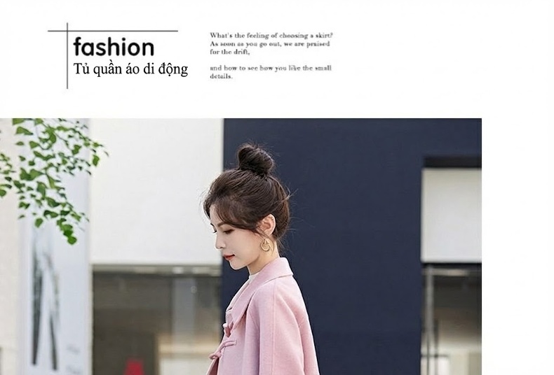 Áo Khoác Dạ Nữ Dáng Dài Vừa Thu Đông 2023 Phong Cách Hepburn Thắt Eo Khuy Cài Màu Be, Xanh, Hồng, Nâu chi tiết 21