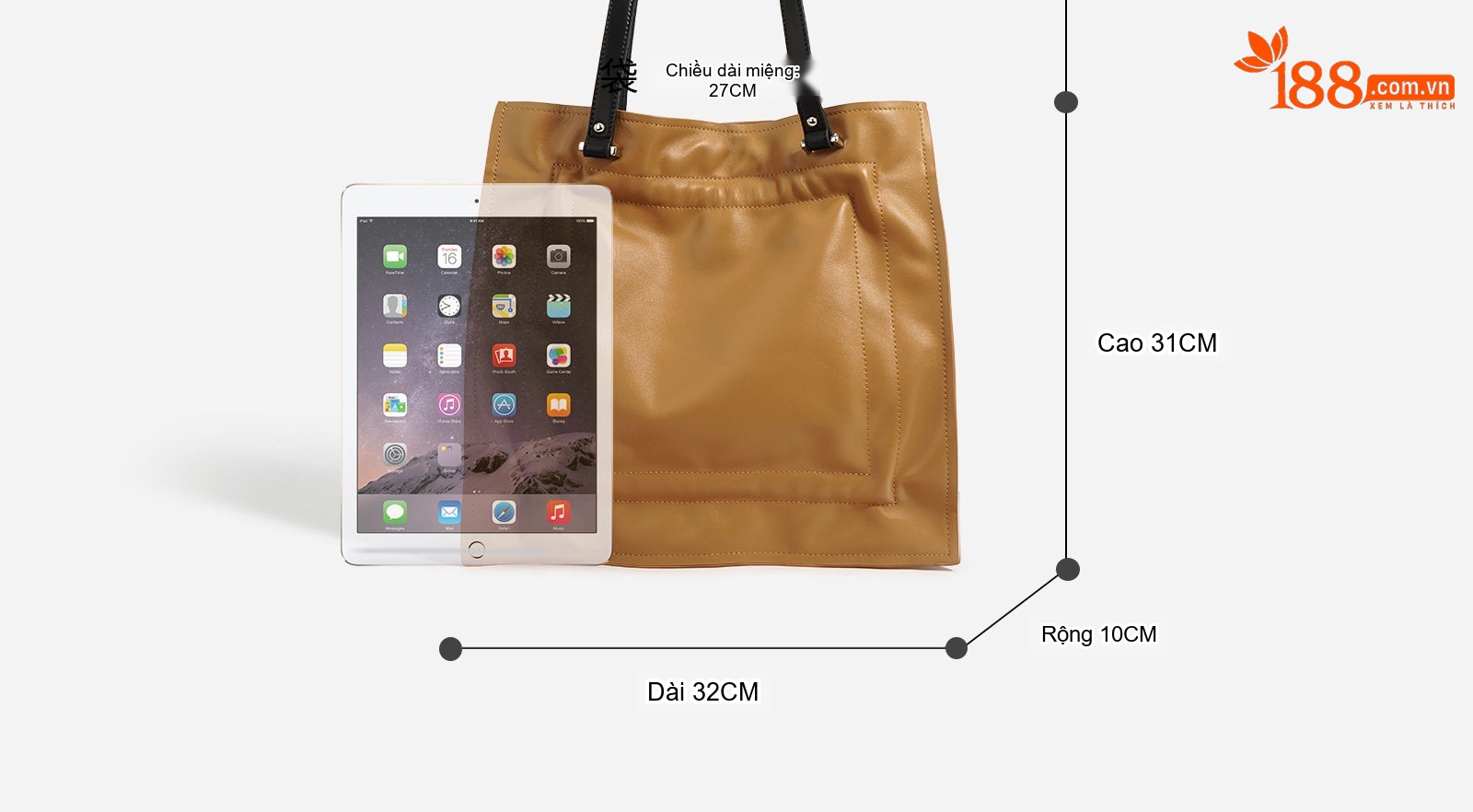 Túi Tote Da Bò Lớn Đeo Vai Phong Cách Tối Giản Màu Nâu