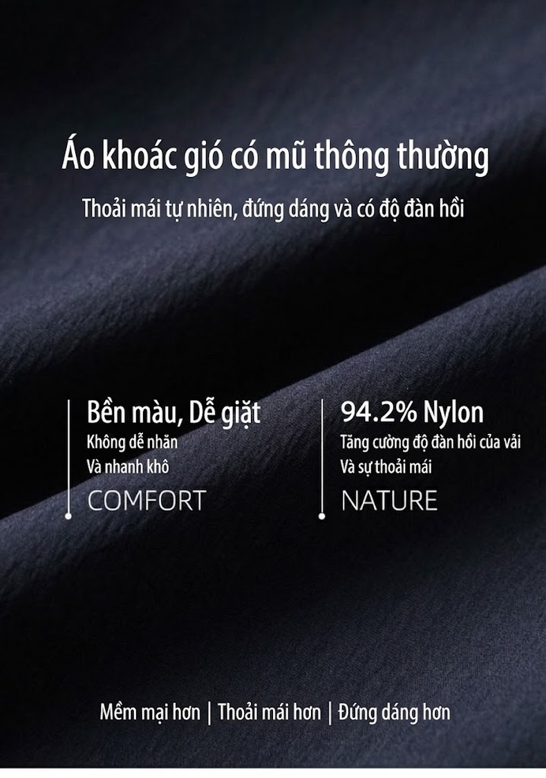 Áo Khoác Nam Có Mũ Trùm Đầu Tháo Rời, Cúc Bấm, Phong Cách Doanh Nhân Màu Xanh Navy, Xám chi tiết 1