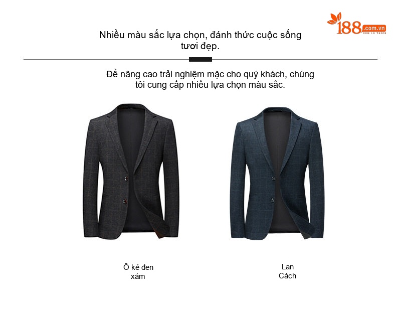 Áo Vest/Blazer Nam Kẻ Caro Co Giãn Vải Nylon Phong Cách Hàn Quốc Màu Xám, Xanh Đen chi tiết 2
