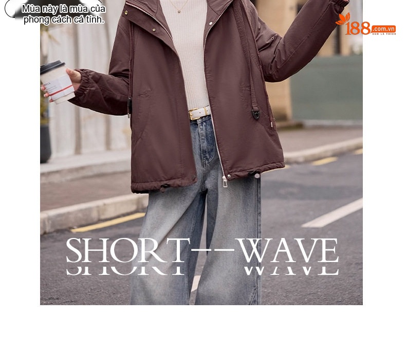 Áo Khoác Parka Nữ Lót Lông Dày Dặn Dáng Ngắn Giữ Ấm Màu Nâu, Đen chi tiết 6