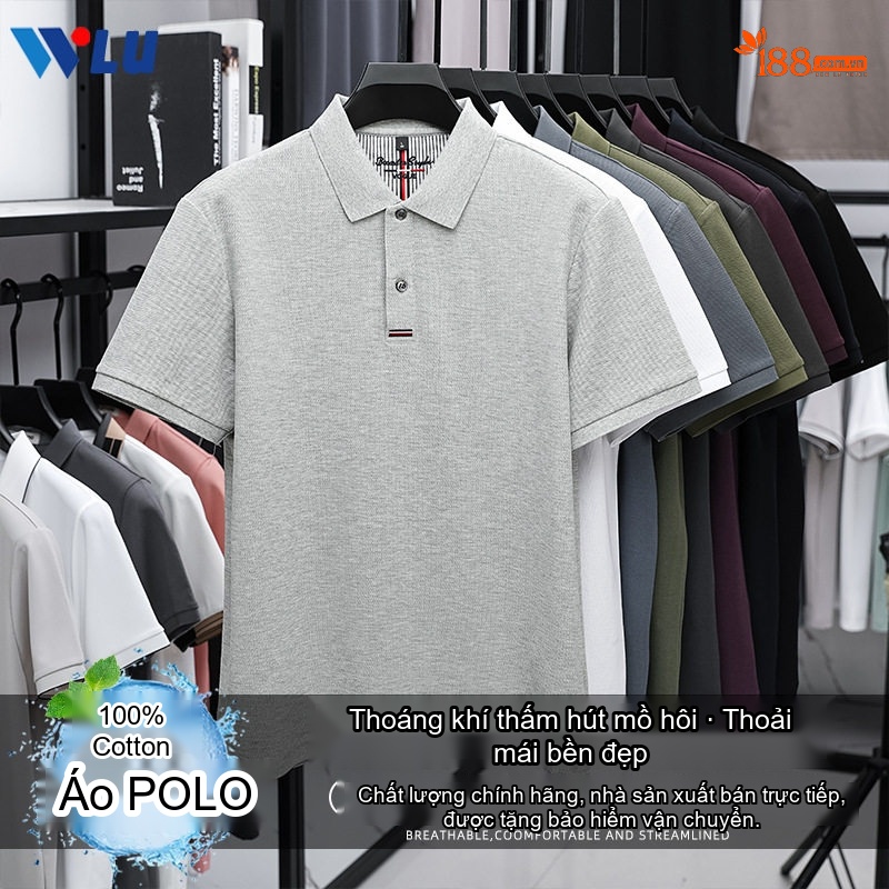 Áo Polo Nam Cổ Bẻ Mỏng Thoáng Khí Phong Cách Casual Màu Xám