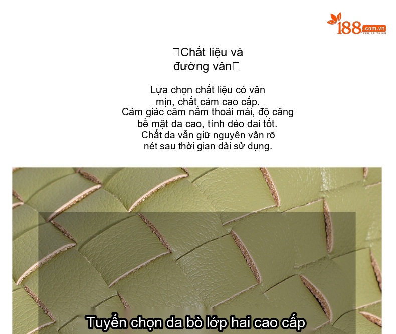 Túi Đeo Chéo Nữ Da Thật Đan Thủ Công Thiết Kế Nhỏ Gọn Màu Xanh, Đen chi tiết 11