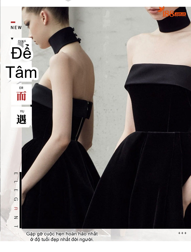 Váy Dạ Hội Dáng Dài Không Tay Phong Cách Pháp Sang Trọng Màu Đen, Đỏ chi tiết 2