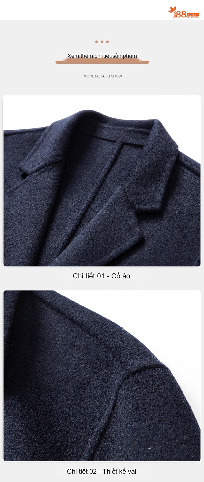 Áo Khoác Dạ Nam Hai Mặt Dáng Dài Vừa Phong Cách Business Casual Màu Đen, Xanh Navy chi tiết 17