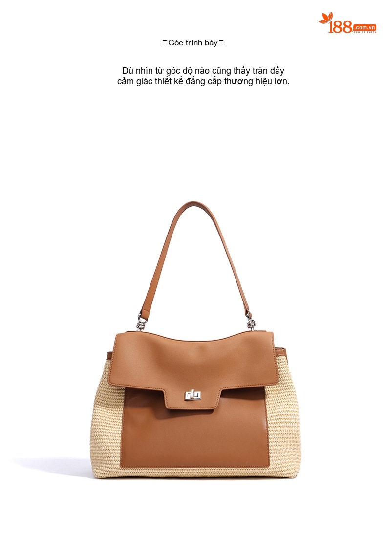 Túi Tote Nữ Đan Lát Cao Cấp Phong Cách Tiểu Thư Đeo Vai, Đeo Chéo Công Sở Màu Trắng, Đen, Nâu chi tiết 15