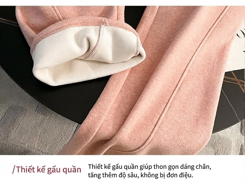 Bộ đồ thể thao nữ áo hoodie dáng rộng quần ống rộng lót lông chi tiết 19