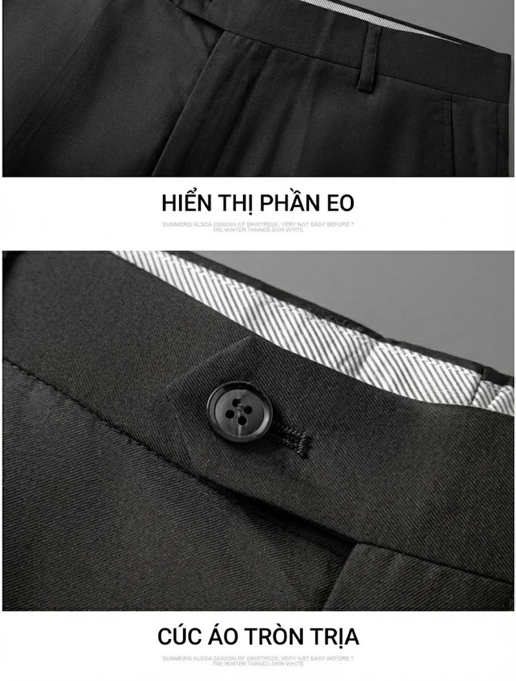 Quần Tây Nam Dáng Slimfit Vải Cotton Chống Nhăn Màu Đen, Xám chi tiết 30