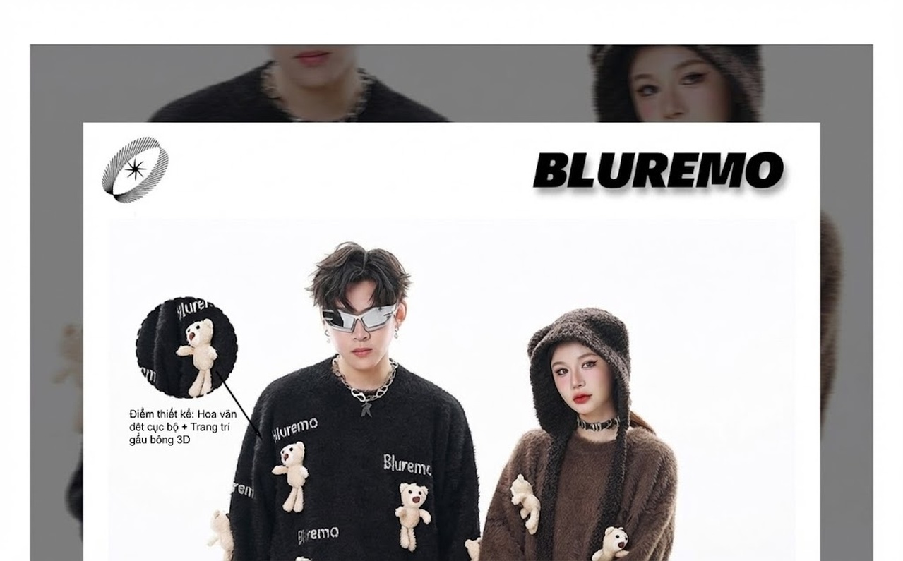 Áo Sweater Nữ Dệt Kim Hình Gấu Hoạt Hình Thêu Chữ Phong Cách Trẻ Trung Màu Đen, Nâu, Hồng, Trắng... chi tiết 2