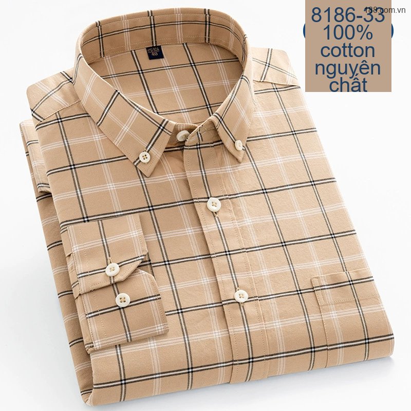 Áo Sơ Mi Nam Tay Dài Cotton Kẻ Sọc Thanh Lịch Phong Cách Công Sở Màu Trắng, Xanh, Đen, Đỏ...