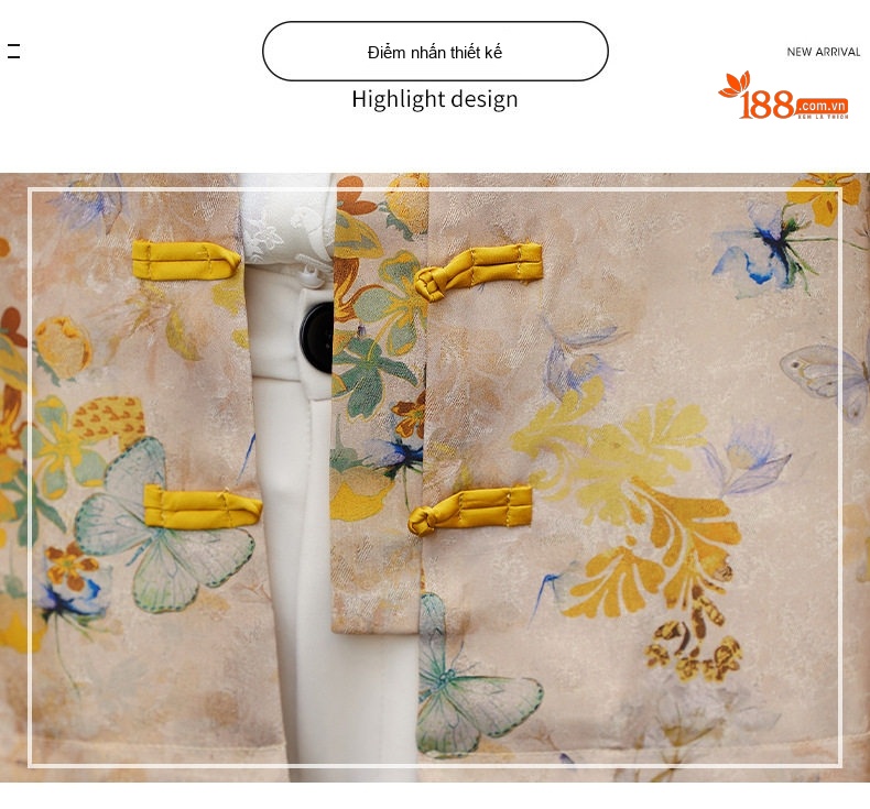 Áo Khoác Nữ Cổ Tàu Tay Lỡ Họa Tiết Phong Cách Trung Hoa chi tiết 4