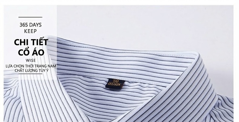 Áo Sơ Mi Nam Cotton Tơ Lụa Tay Ngắn Dáng Rộng Thoải Mái Màu Xanh Sọc chi tiết 4