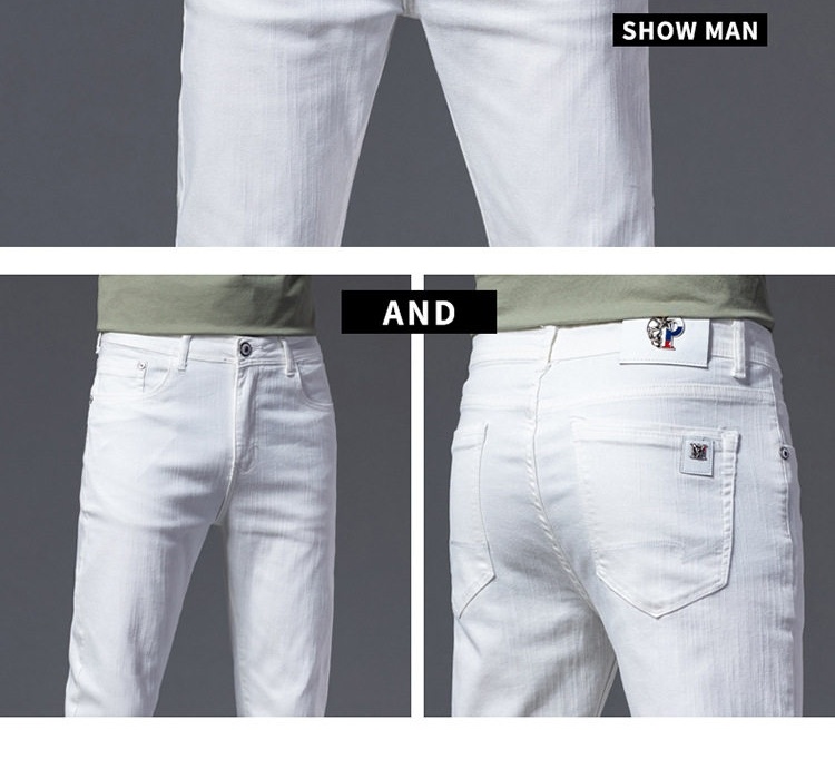 Quần Jean Dài Nam Cotton Co Giãn Dáng Ôm Màu Trắng, Đen chi tiết 6