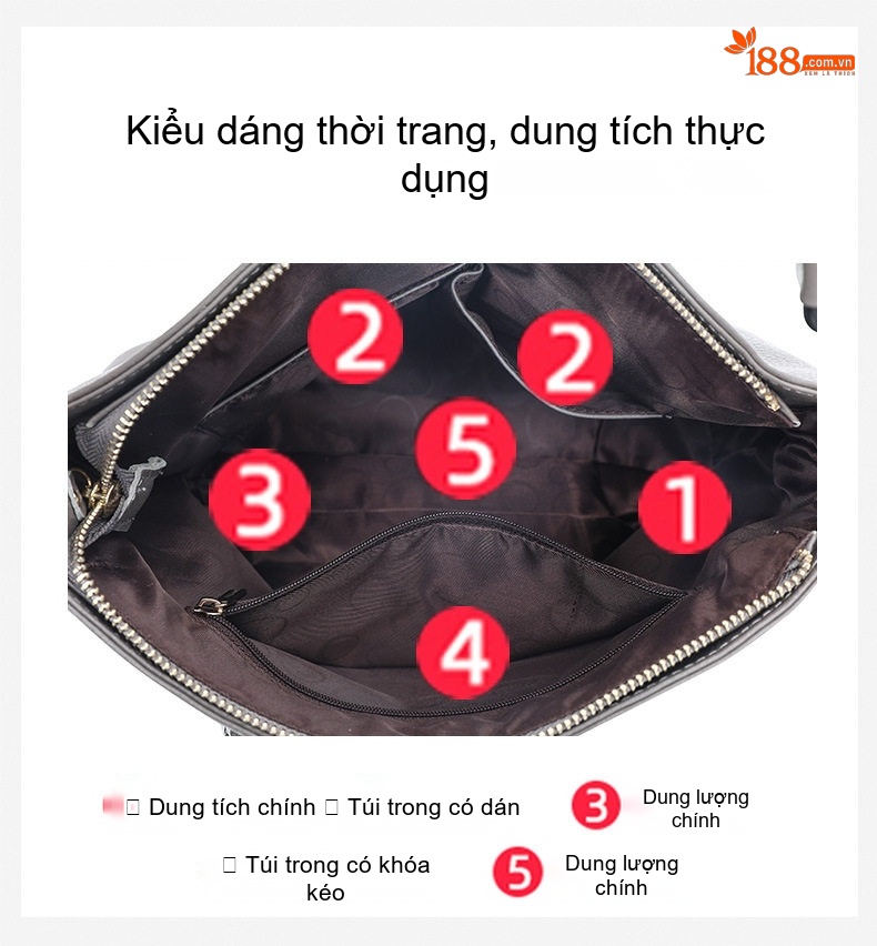 Túi Đeo Vai Nữ Da Bò Mềm Túi Tote Túi Đeo Chéo Màu Xám chi tiết 8