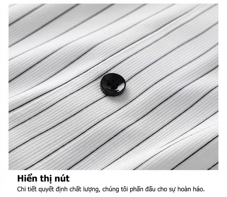 Áo Sơ Mi Tay Ngắn Nam Kẻ Sọc Cổ Trụ Form Rộng Chống Nhăn Màu Trắng, Đen chi tiết 19