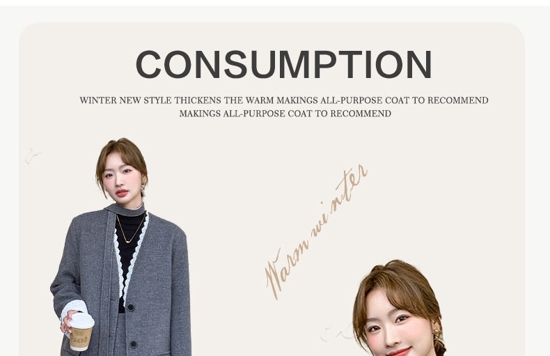 Bộ Áo Blazer Quần Short Nữ Vải Lông Cừu Phong Cách Tiểu Thư Hàn Quốc Lót Lông Vũ Dày Dặn Màu Xám chi tiết 4