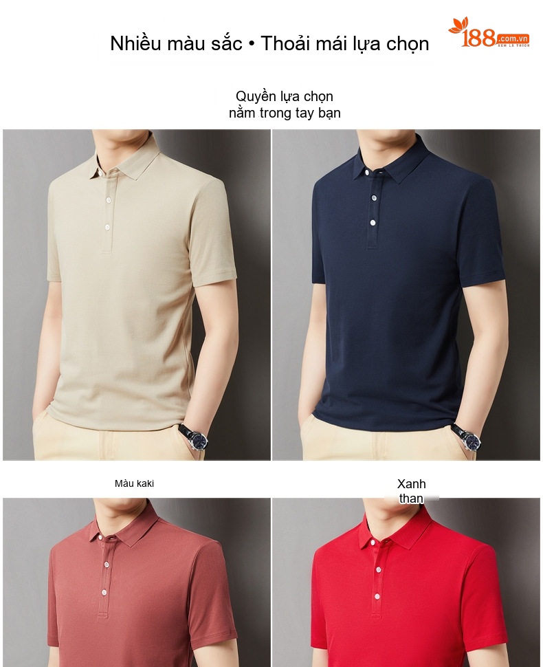 Áo Polo Nam Cotton Ngắn Tay Thời Trang Màu Xanh Lá, Xanh Dương, Hồng, Trắng... chi tiết 6