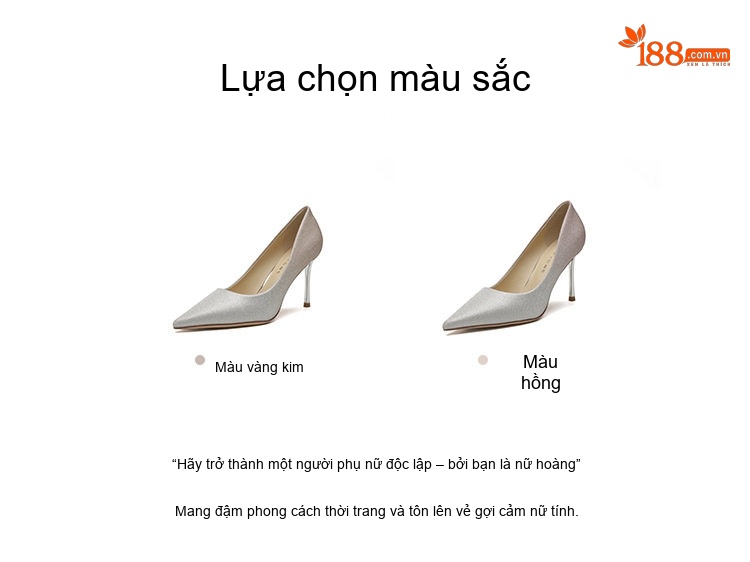 Giày Cao Gót Nữ Mũi Nhọn Gradient Bề Mặt Lấp Lánh Chiều Cao Đế 6cm Màu Bạc chi tiết 3