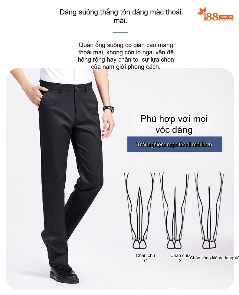 Quần Tây Nam Lụa Tencel Mỏng Chống Nhăn Co Giãn Dáng Ôm Màu Đen chi tiết 2