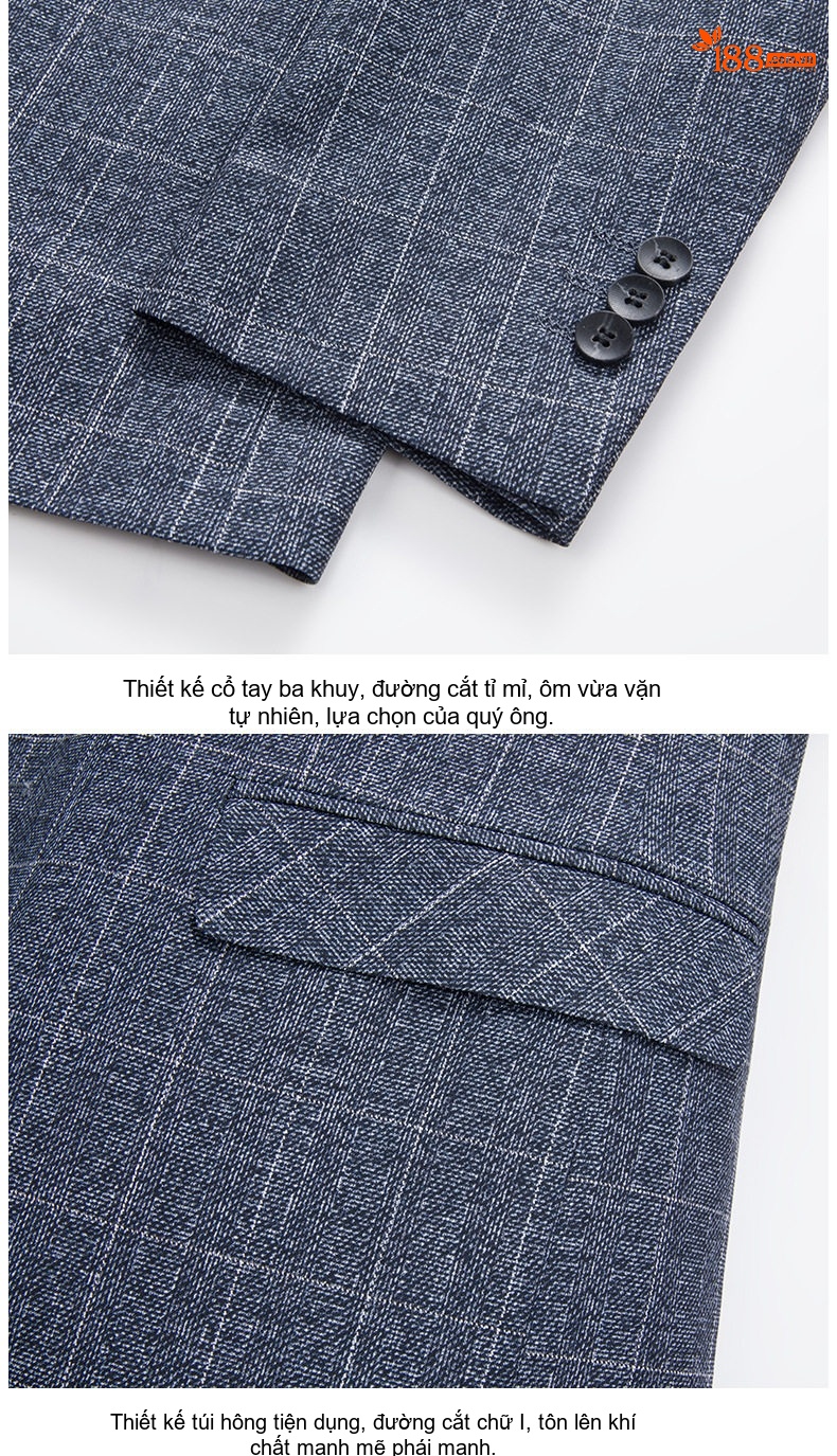 Áo Vest Nam Kẻ Sọc Xanh Xám Kiểu Hàn Quốc chi tiết 18