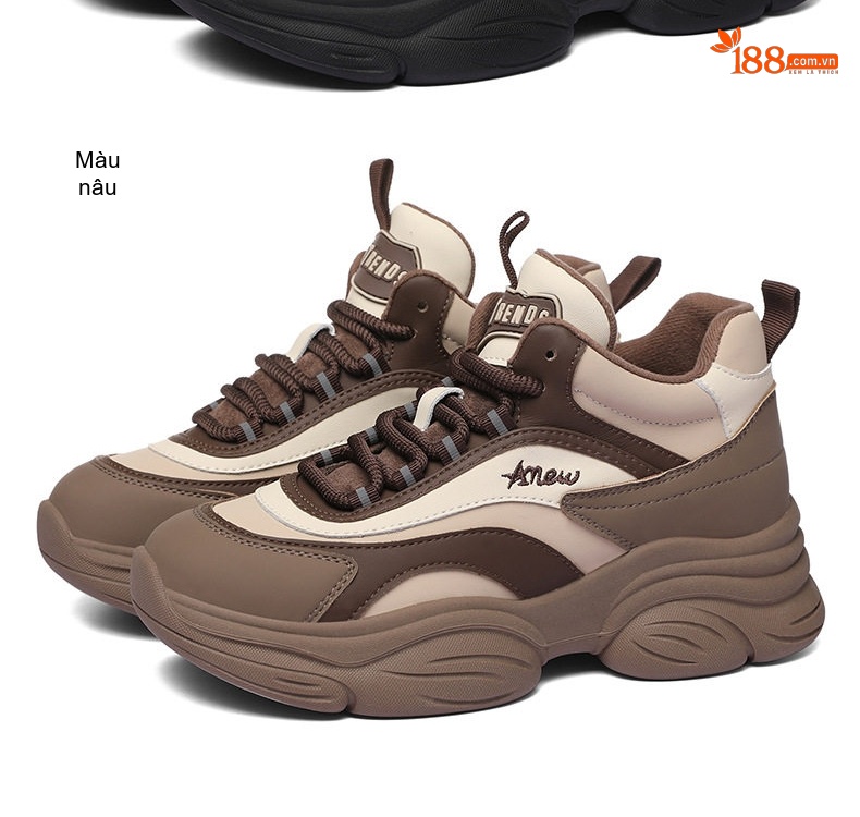 Giày Sneaker Nữ Đế Dày Tăng Chiều Cao Khoảng 5cm Kiểu Dáng Thể Thao Màu Đen, Trắng, Nâu, Kem... chi tiết 11