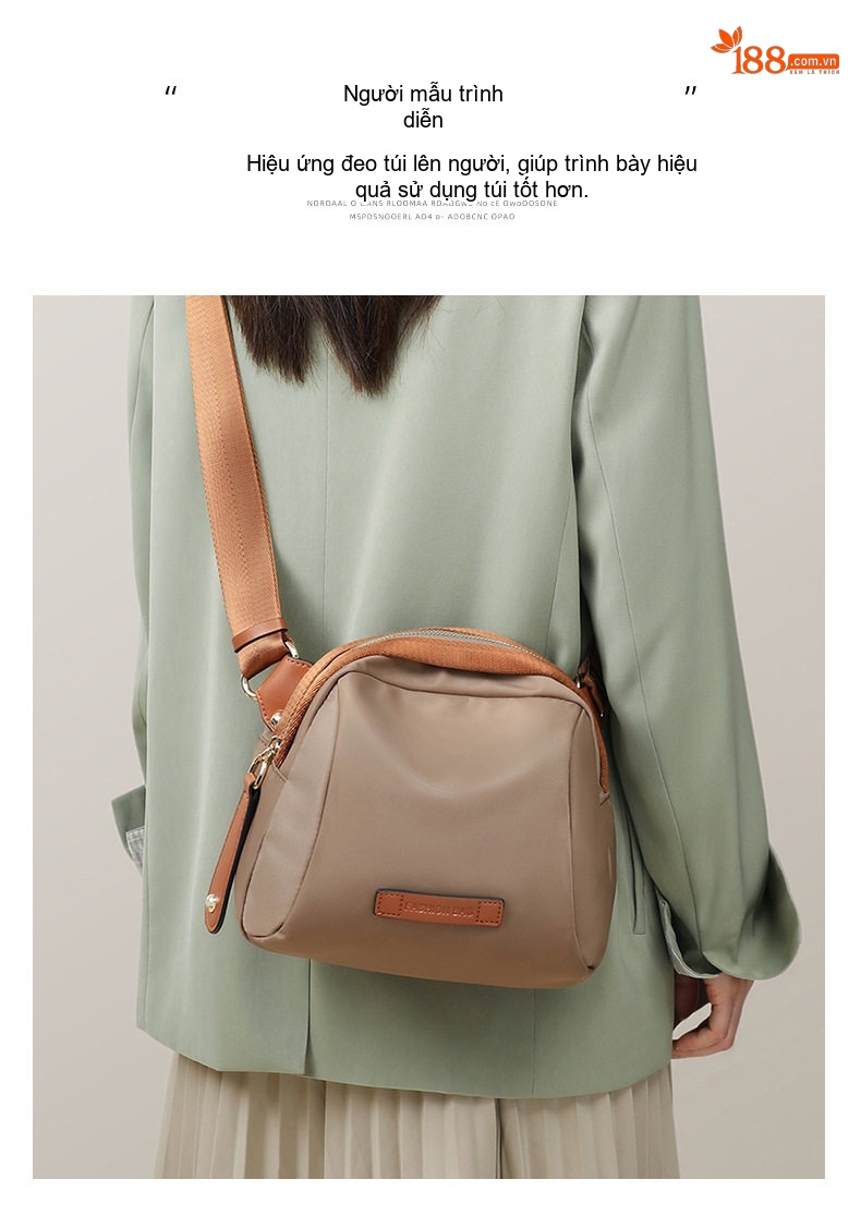 Túi đeo chéo nữ vải canvas mini kiểu dáng thể thao chi tiết 9