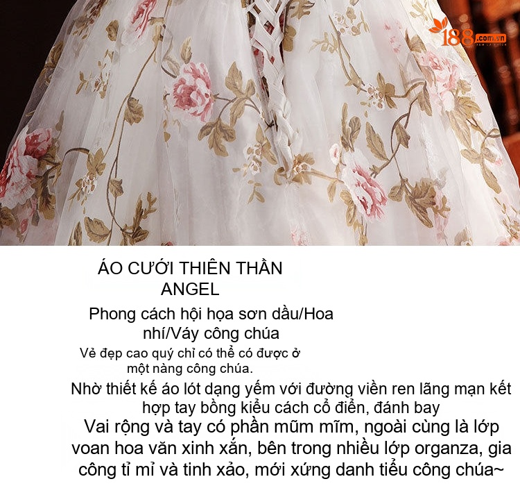 Váy Dạ Hội Cúp Ngực Họa Tiết Hoa Nhí Dáng Xòe Thướt Tha Màu Trắng Hồng chi tiết 20